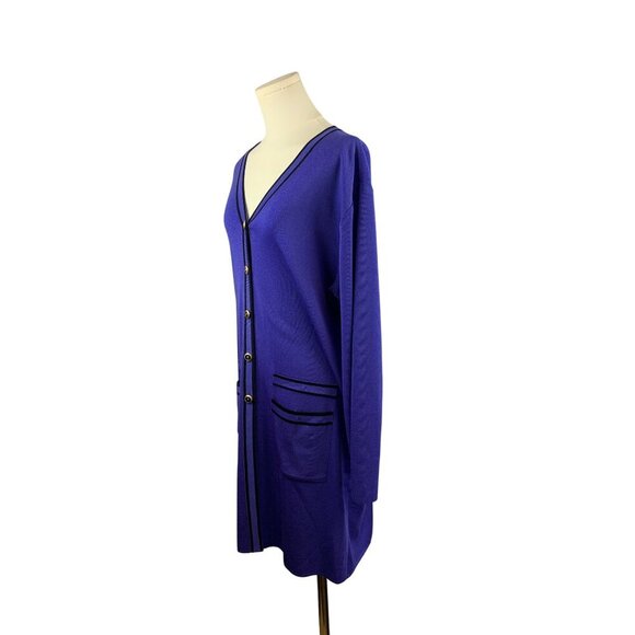 Howard Wolf Escape Purple Long Cardigan Sweater Dress L With Button Front & Pock - Picture 2 of 6